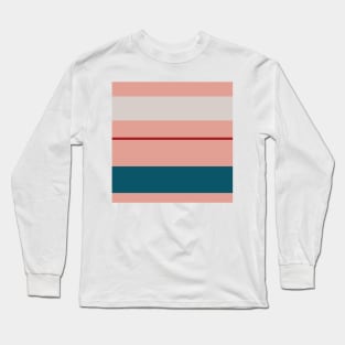 A rare shape of Blood (Animal), Pastel Pink, Silver, Dark Cyan and Philippine Indigo stripes. Long Sleeve T-Shirt